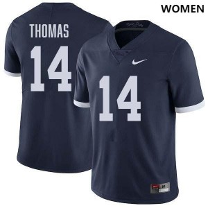 Women's Braz Thomas Retro Navy Penn State Nittany Lions #14 College Football Stitched Jersey 771073-438