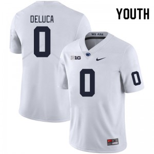 Youth Dominic DeLuca White Penn State Nittany Lions #0 College Football Replica Jersey 632518-191