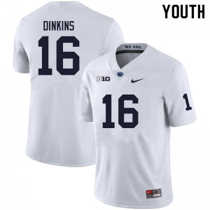 Youth Khalil Dinkins White Penn State Nittany Lions #16 College Football NCAA Jersey 533178-589